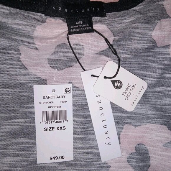 NWT Womens Sanctuary Size XXS Sunny Days Black Pink Short Sleeve Sweater Top - Picture 4 of 4